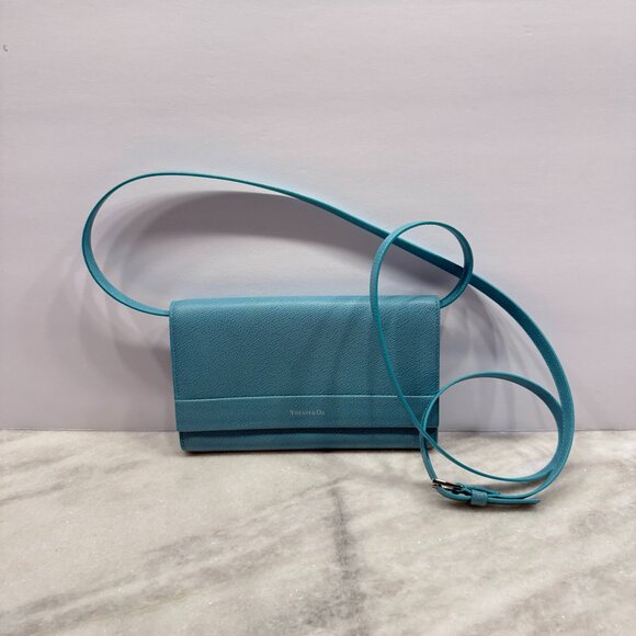 TIFFANY & CO NWOT Blue Leather Crossbody bag/clutch - Picture 13 of 14
